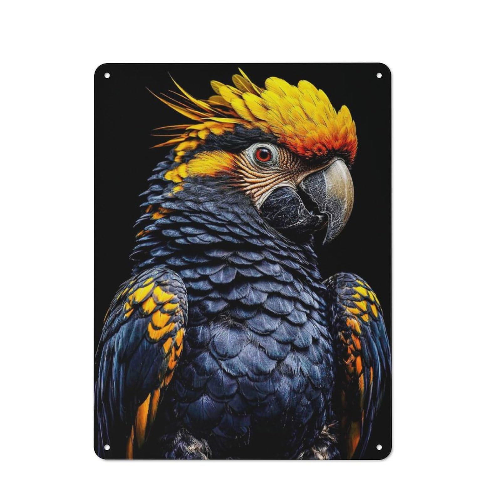 Junmoney Style-14 Yellow-Crested Cockatoo Portrait Rustic Tin Sign 40X30cm For Garden Room Or Summerhouse, For An Autumn Wall Display In Garden Room And Summerhouse