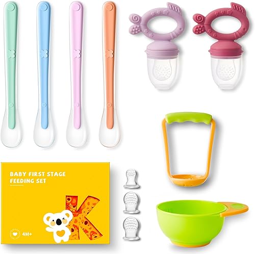 Cucharas para bebés de 6 meses o más para la primera etapa de silicona para la alimentación del bebé, juego de 4 cucharas infantiles de punta suave