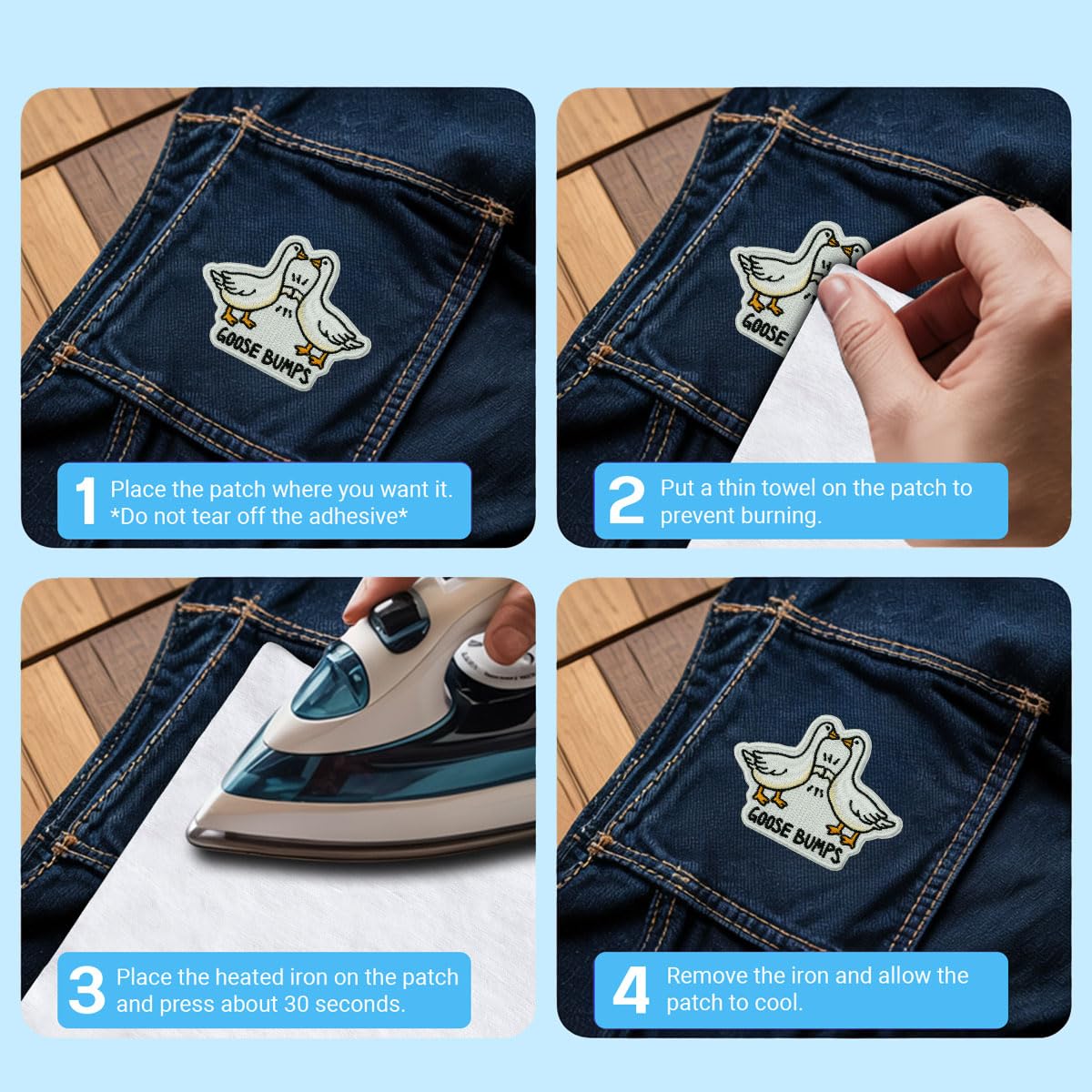 Parche bordado de piel de ganso – Divertido parche de ganso tonto para adultos, parches para coser con plancha para chaqueta, sombrero, mochila, equipo táctico, bonitos parches de ganso para bricolaje