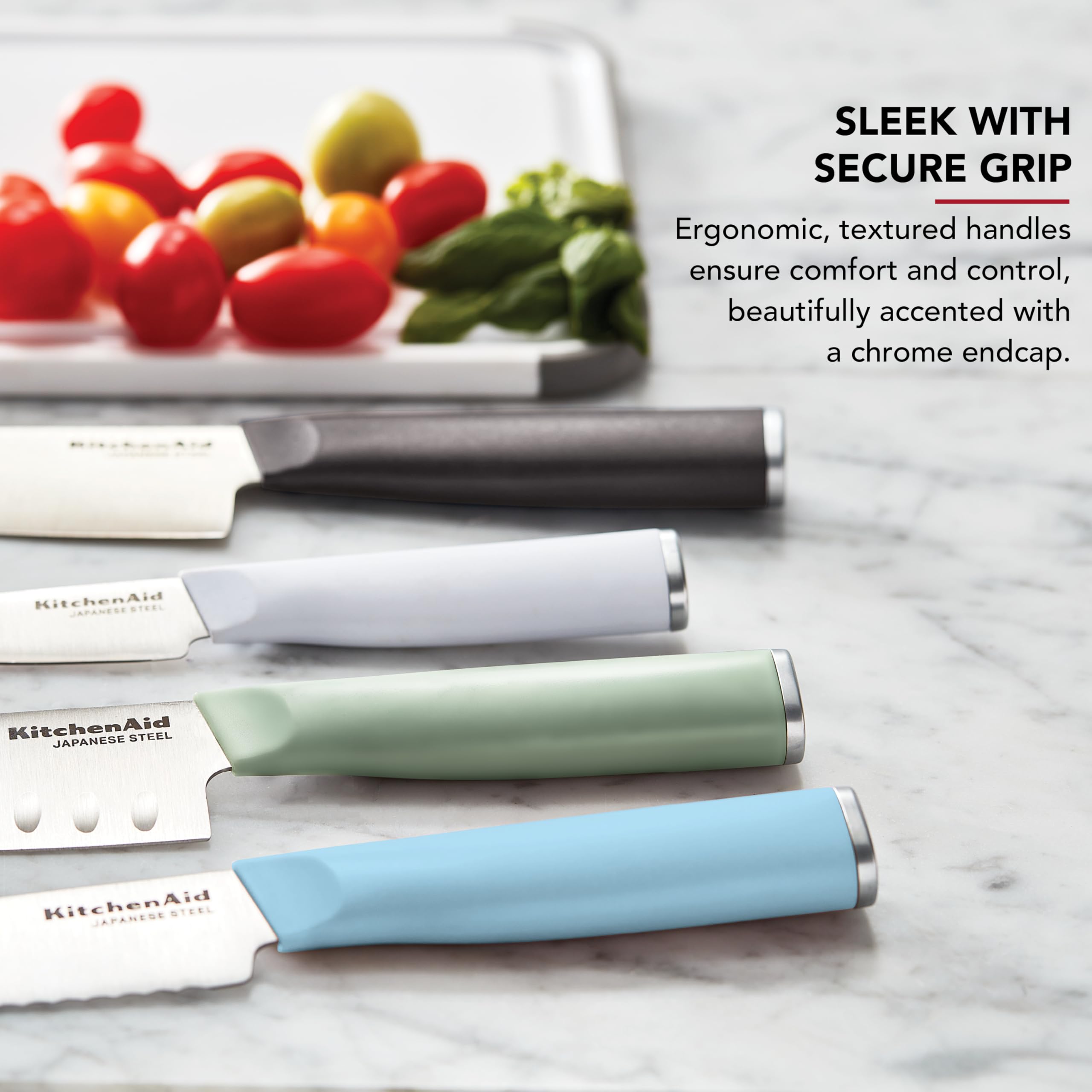 KitchenAid Chef Set with Custom-Fit Covers, Sharp Kitchen Knife, Japanese Stainless Steel Blade, 4 Piece, Multicolor — Amazon image 4