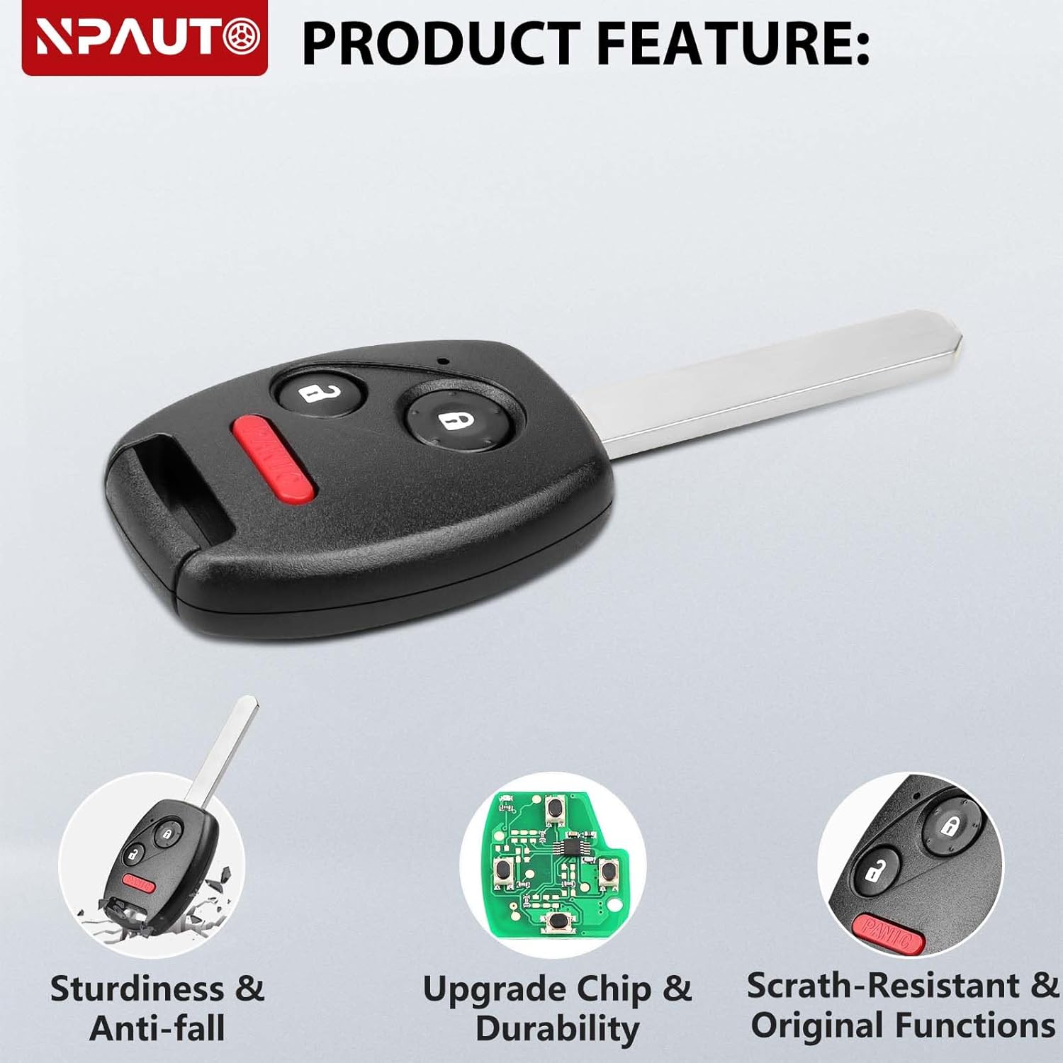 NPAUTO Key Fob Replacement Fits for Honda Pilot 2005 2006 2007 2008, Keyless Entry Remote Control Car Key Fobs, (CWTWB1U545, 35111-S9V-325, 433 Mhz, Pack of 2)
