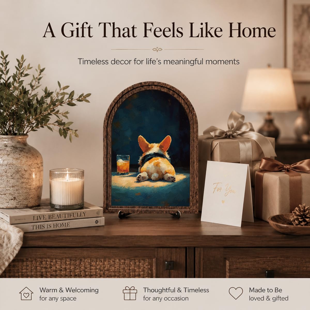 Corgi Table Decor, Funny Dog Wall Art, Cozy Home Wood Sign 8x10 Inch image 5