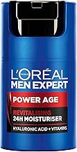 L'Oréal Crema hidratante para hombre, Antiarrugas y antienvejecimiento, Con ácido hialurónico hidratante para el envejecimiento, Para pieles secas y apagadas, Men Expert Power Age, 100ml