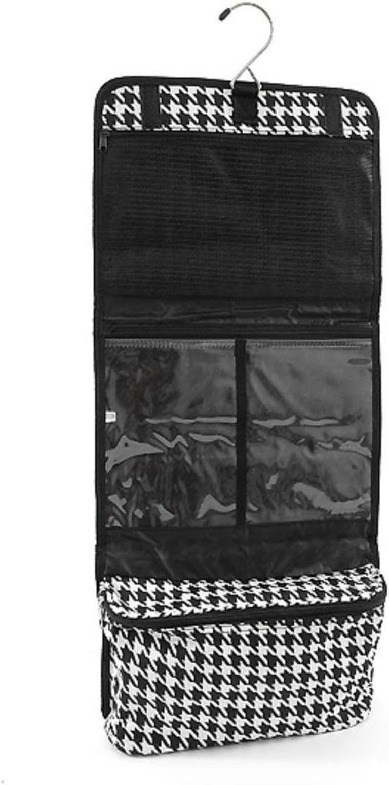 25" Women's Houndstooth Hanging Cosmetic Bag (Black/White w/ Black Trim)