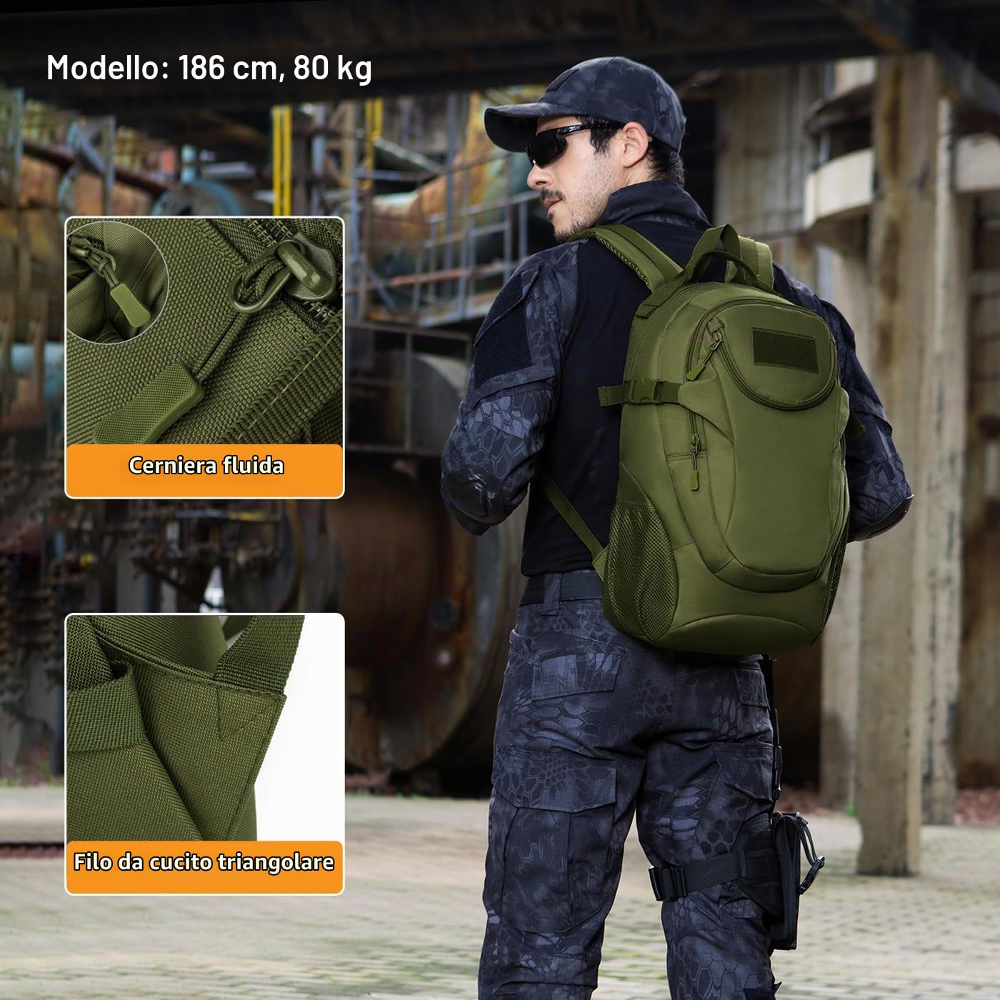 HUNTVP Zaino Sportivo 25L Zainetto Militare Tattico Molle per Campeggio Alpinismo Escursionismo Ciclismo Viaggio Trekking Sport