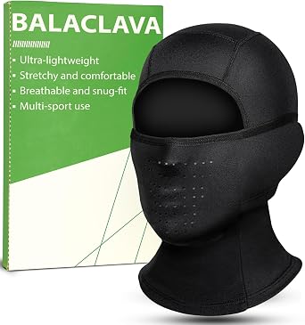 RIGWARL Black Ski Mask Balaclava for Men Women, Open Top Moisture-Wicking Sheisty Breathable Mesh, Movable & Non-Slip Design