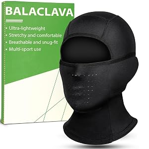 RIGWARL Black Ski Mask Balaclava for Men Women Open Top Moisture-Wicking Sheisty Breathable Mesh Movable Non-Slip Design