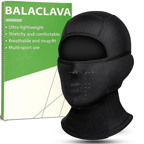 RIGWARL Black Ski Mask Balaclava for Men Women Open Top Moisture-Wicking Sheisty Breathable Mesh Movable Non-Slip Design