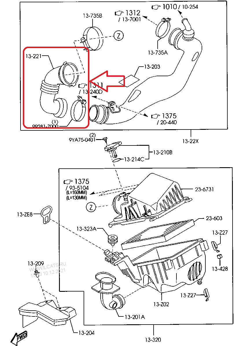 RF7N13221 Manguera turbo de aire de carga compatible con Mazda 5 2.0 CD