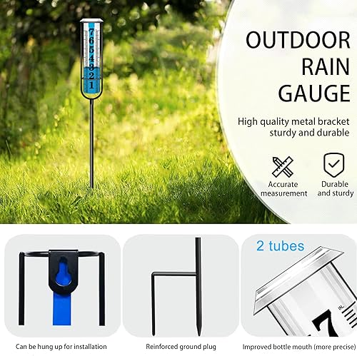 Miniatura 2 de Medidor de lluvia mejorado, medidor de lluvia a prueba de congelación al aire libre mejor calificado, fuente transparente grande de 7 pulgadas y