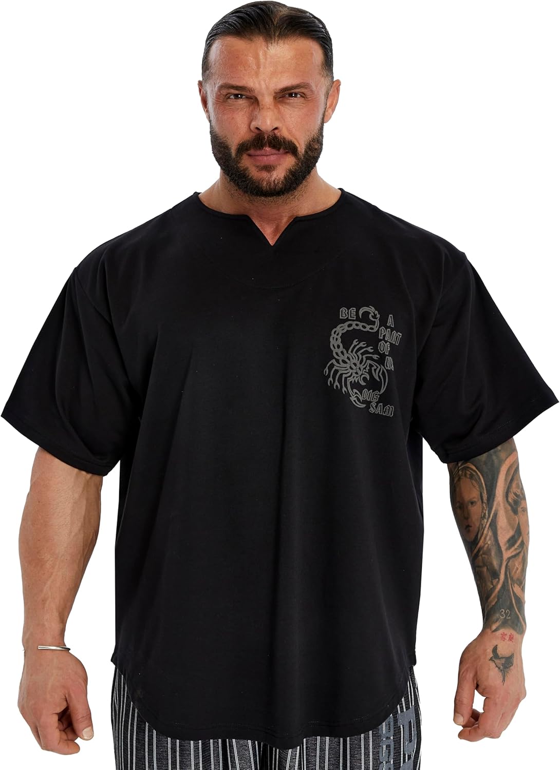 BIG SAM SPORTSWEAR COMPANY Men's Oversize T-Shirt%95 Organic Cotton Breathable Workout, Lifting T-Shirt