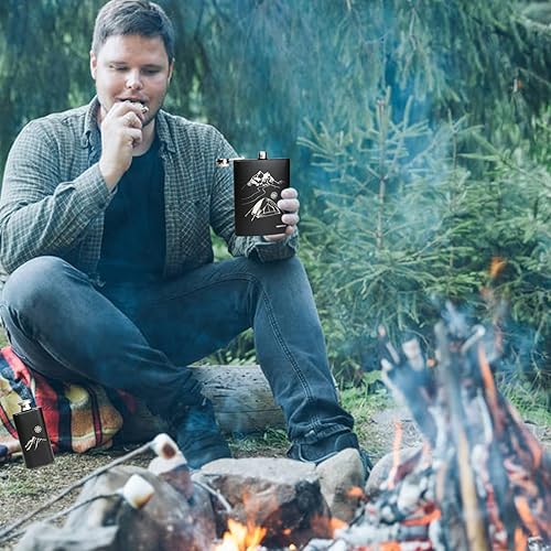 Miniatura 6 de Juego de frasco de acero inoxidable de regalo para hombres, 8 onzas, bar, fiesta, camping, barbacoa, portátil, bolsillo