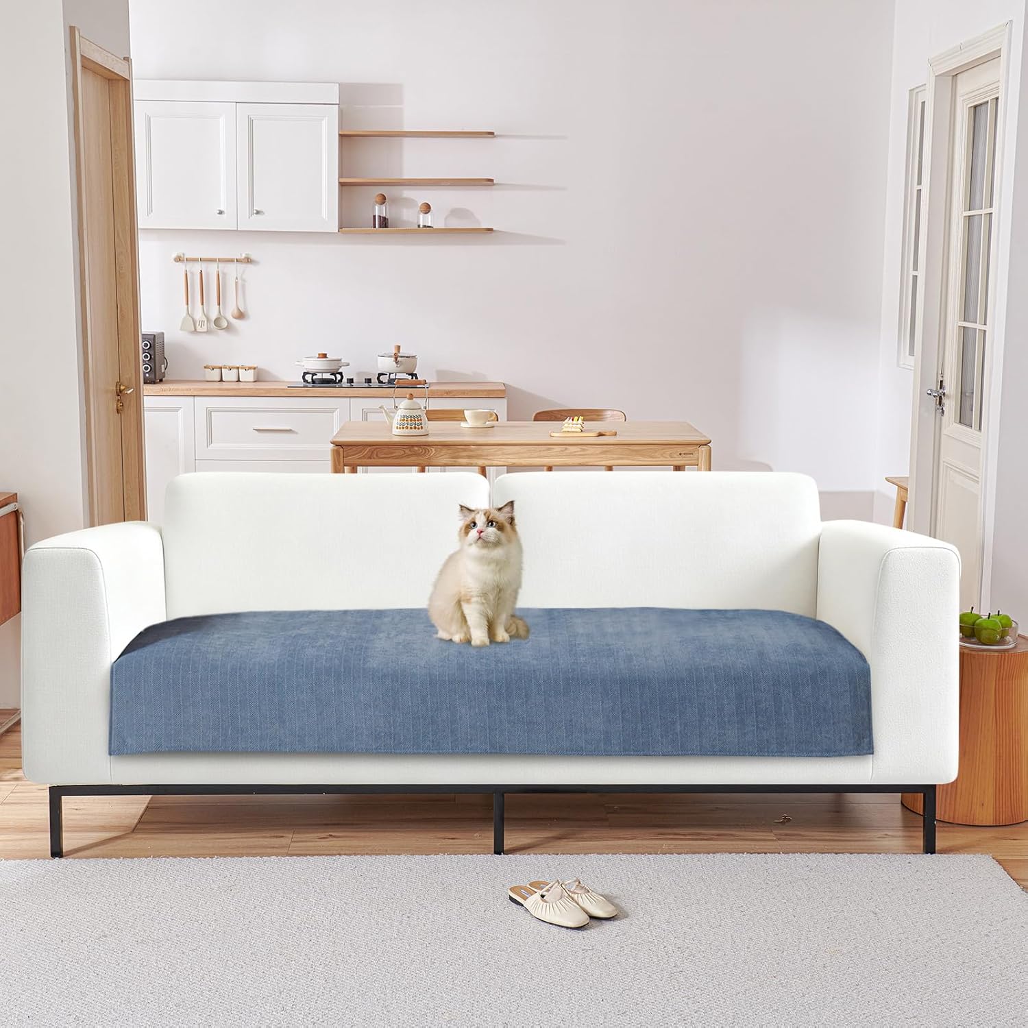 STACYPIK Dark Blue Sofa Covers for Dogs Non Slip Couch Seat Protector for Pets Non Slip Couch Cover for Sectional Furniture Seat Protector for Living RoomWashable Jacquard Love Seat Cover-35.4x70.9IN