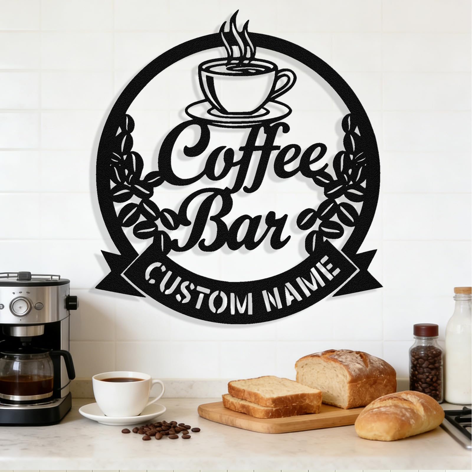 Personalized Coffee Bar Metal Sign, Custom Coffee Signs, Custom Coffee Name Signs for Cafe Station, Coffee Wall Art Decor for Kitchen, Cafe Shop Decor, Cafe Lover Gift