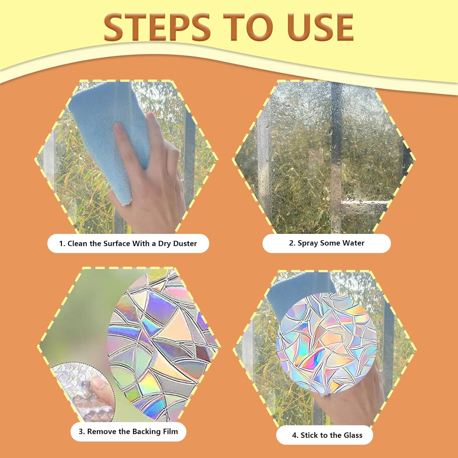 Lot de 10 Autocollants Anti-Collision Arc-en-Ciel Suncatcher – Sécurité et Décoration Pratique pour Fenêtres et Portes - Image détaillée