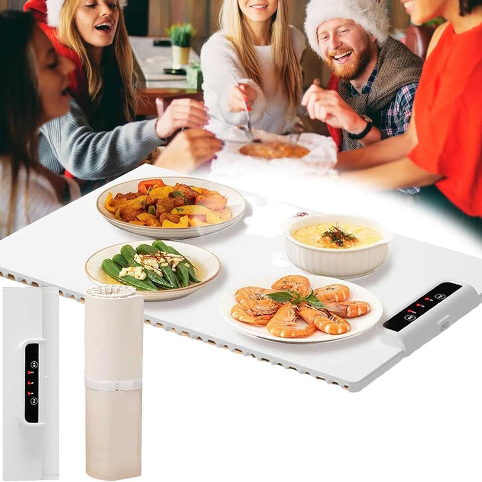 Electric Warming Tray with Adjustable Temperature,Portable Electric Warming Tray Silicone, 2024 New Upgrade Electric Heating Tray, Foldable Food Warmer Fast Heating,For House Parties