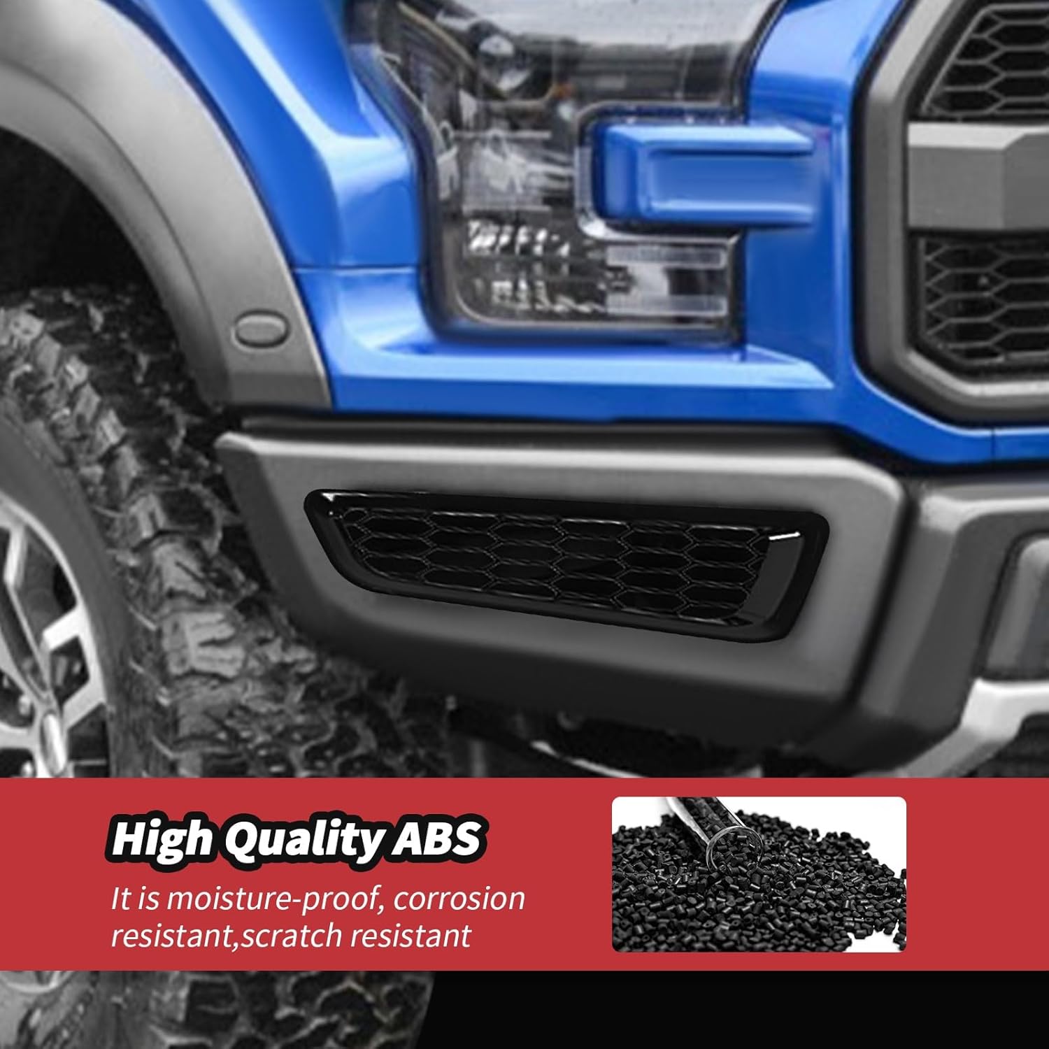 JeCar Black Honeycomb Front Bumper Trim Covers Fit for 2015-2020 Ford F150 Raptor Accessories