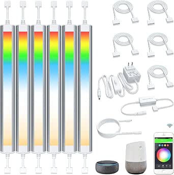 LAMPAOUS Smart RGBW Under-Cabinet LED Lights, 6-Bar Kit