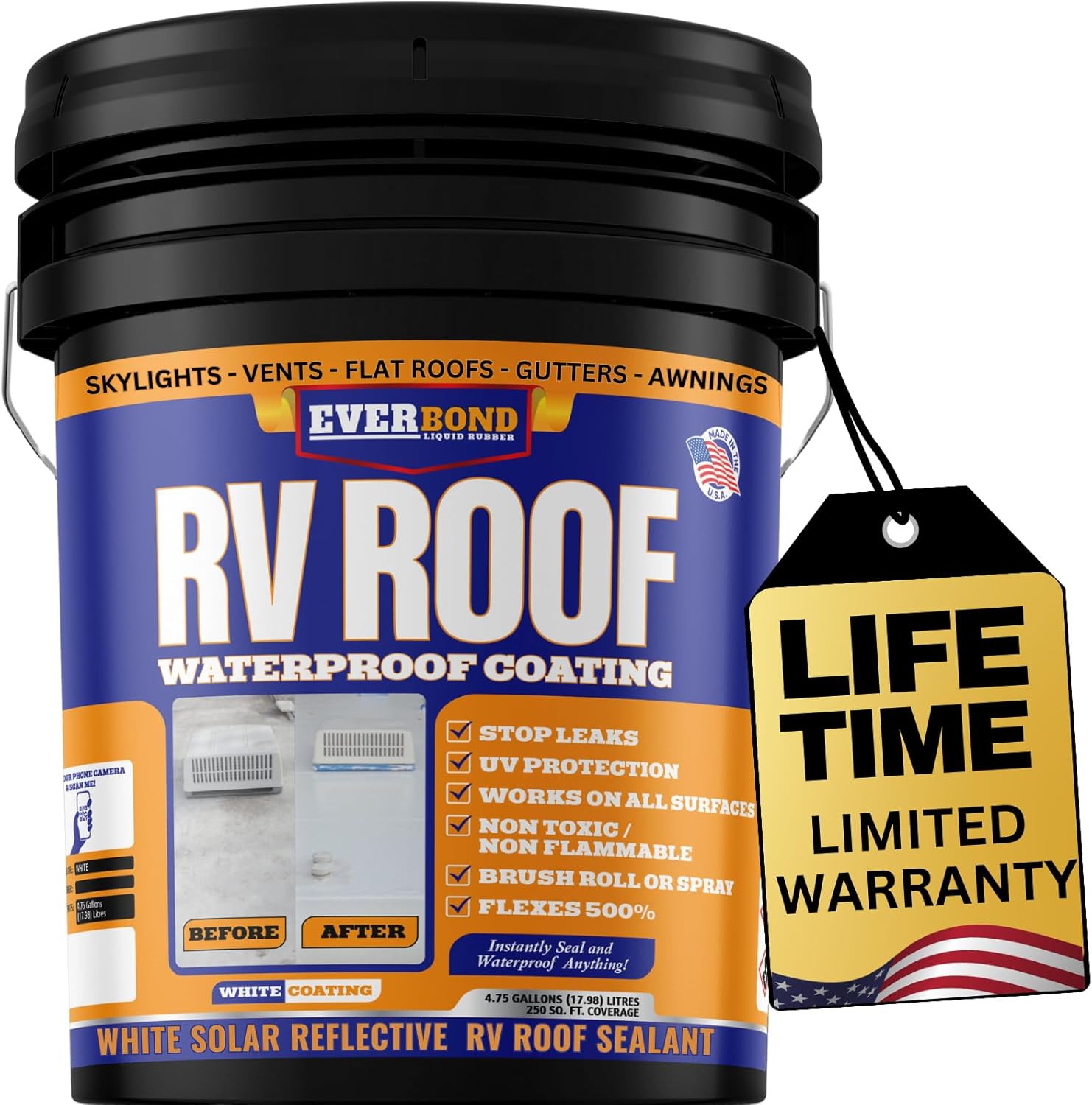RV Roof Coating - Liquid Rubber RV Roof Sealant for Camper Roofs