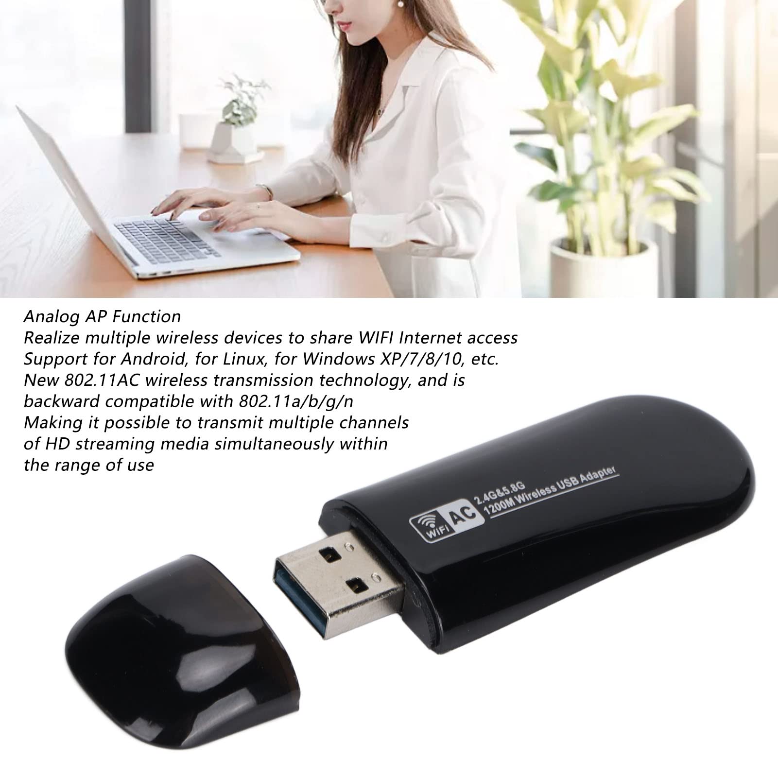 Adapter,W50S RTL8812AU Card 2.4G 5.8G Band USB3.0 Card for Android for Linux for Windows,for PC Desktop Laptop