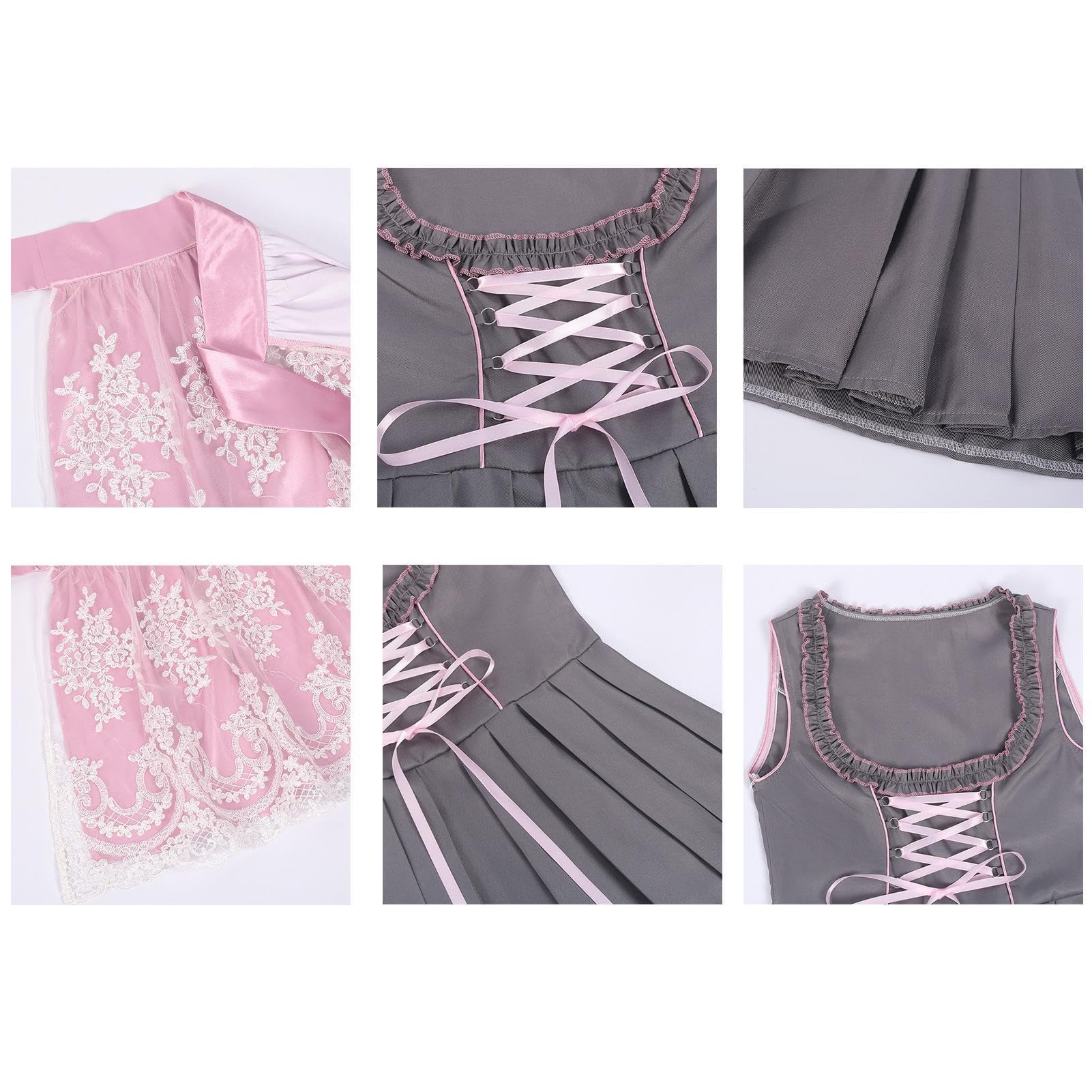 Women Dirndl Dress,Women's German Dirndl Dress Stroje na Oktoberfest | Różowa fartuchowa niemiecka sukienka bawarska na Halloween karnawałowy festiwal piwa impreza
