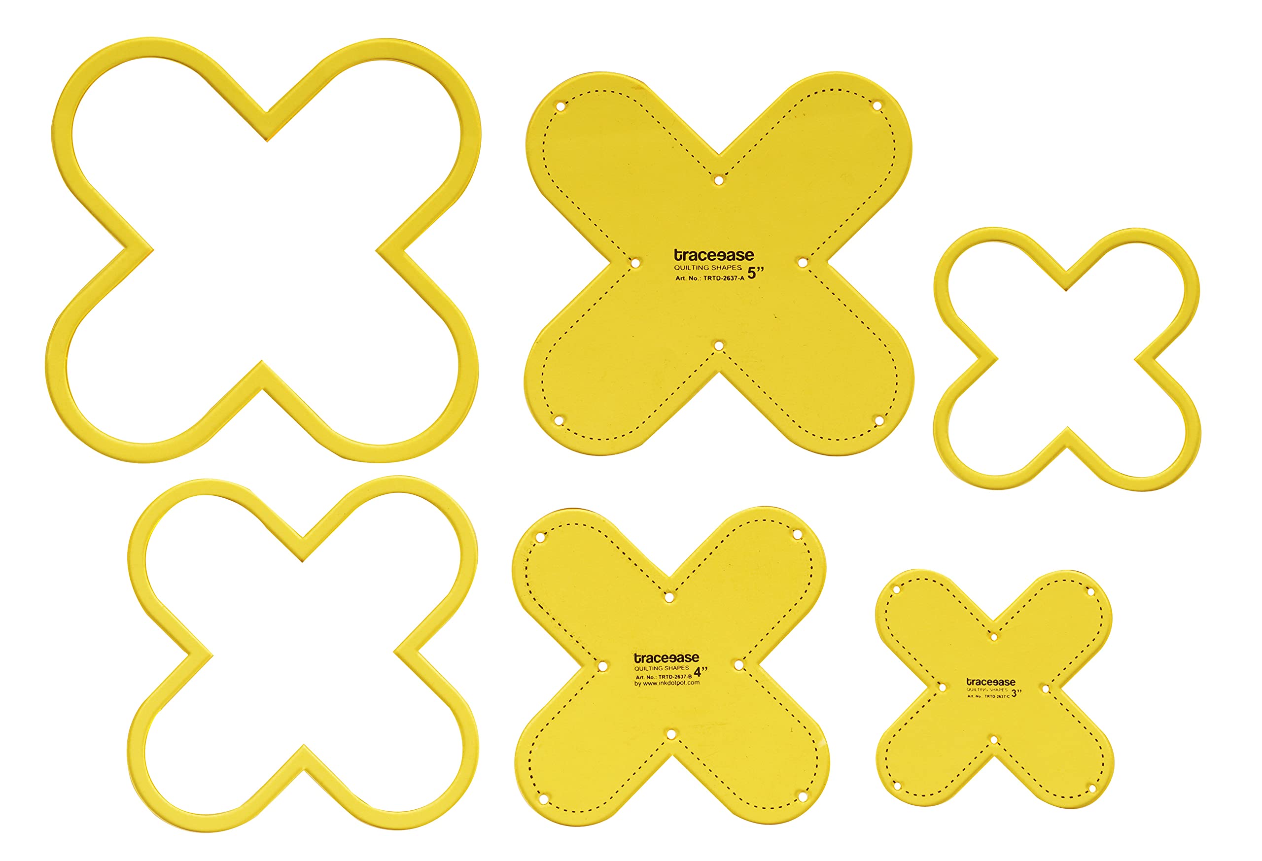 Set Di 3 Stencil Traceease Per Quilting E Cucito, Modello A Cuore, Dimensioni 3/5 Pollici, In Plastica Trasparente, Per Patchwork E Fai Da Te - 2