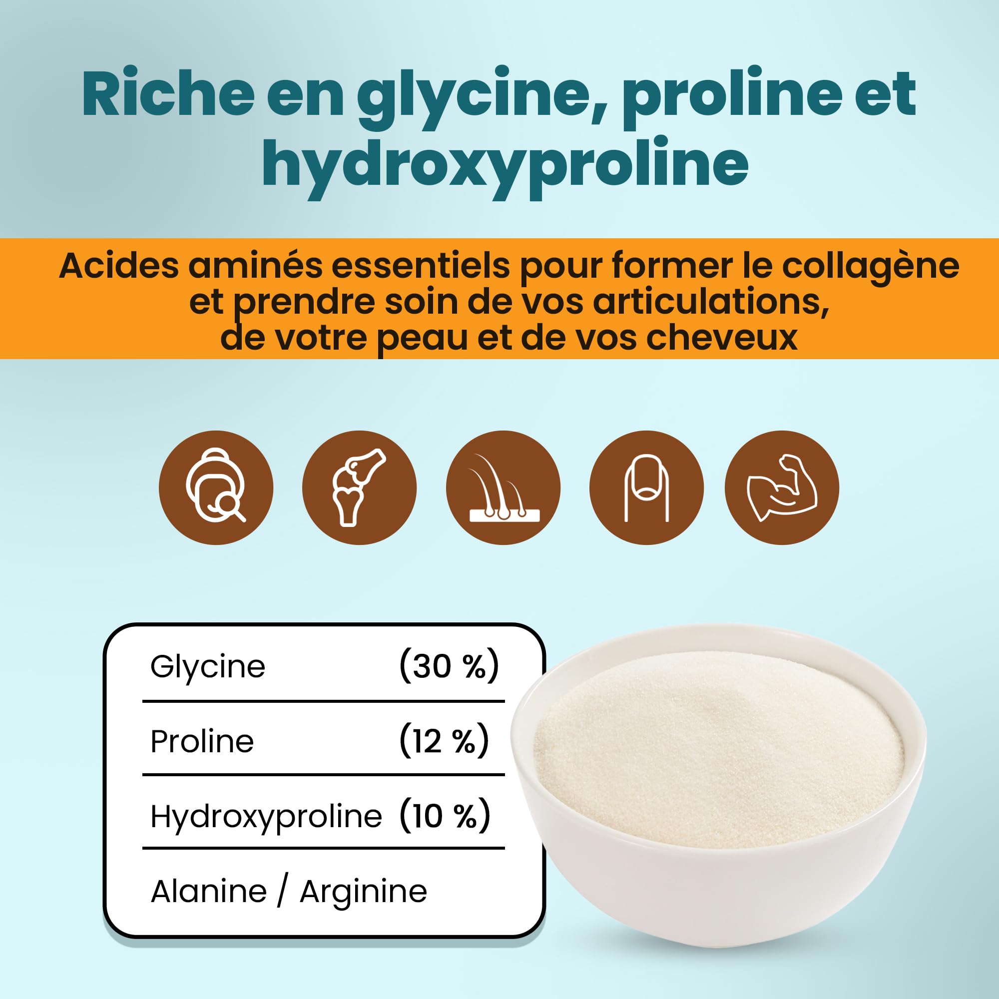 Snadi Gélatine en poudre | 1 kg | 100 % pure, sans goût et qualité professionnelle | Riche en acides aminés précurseurs de collagène | pâtisseries, desserts, gels et sauces | Facile à dissoudre et