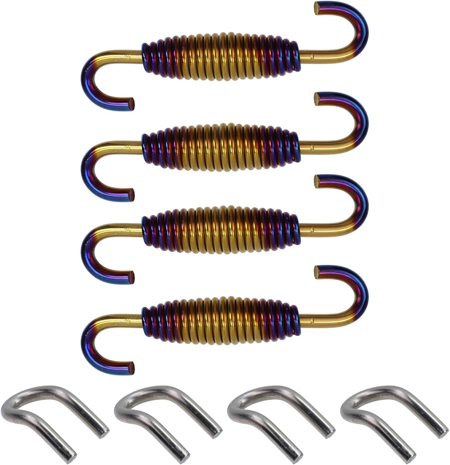 Motorcycle Exhaust Springs, 4 Pcs Stainless Steel 2.17" 55 mm Exhaust Pipe Springs Suitable for Most Riding Motorcycles, Scooters, ATVs, Silver