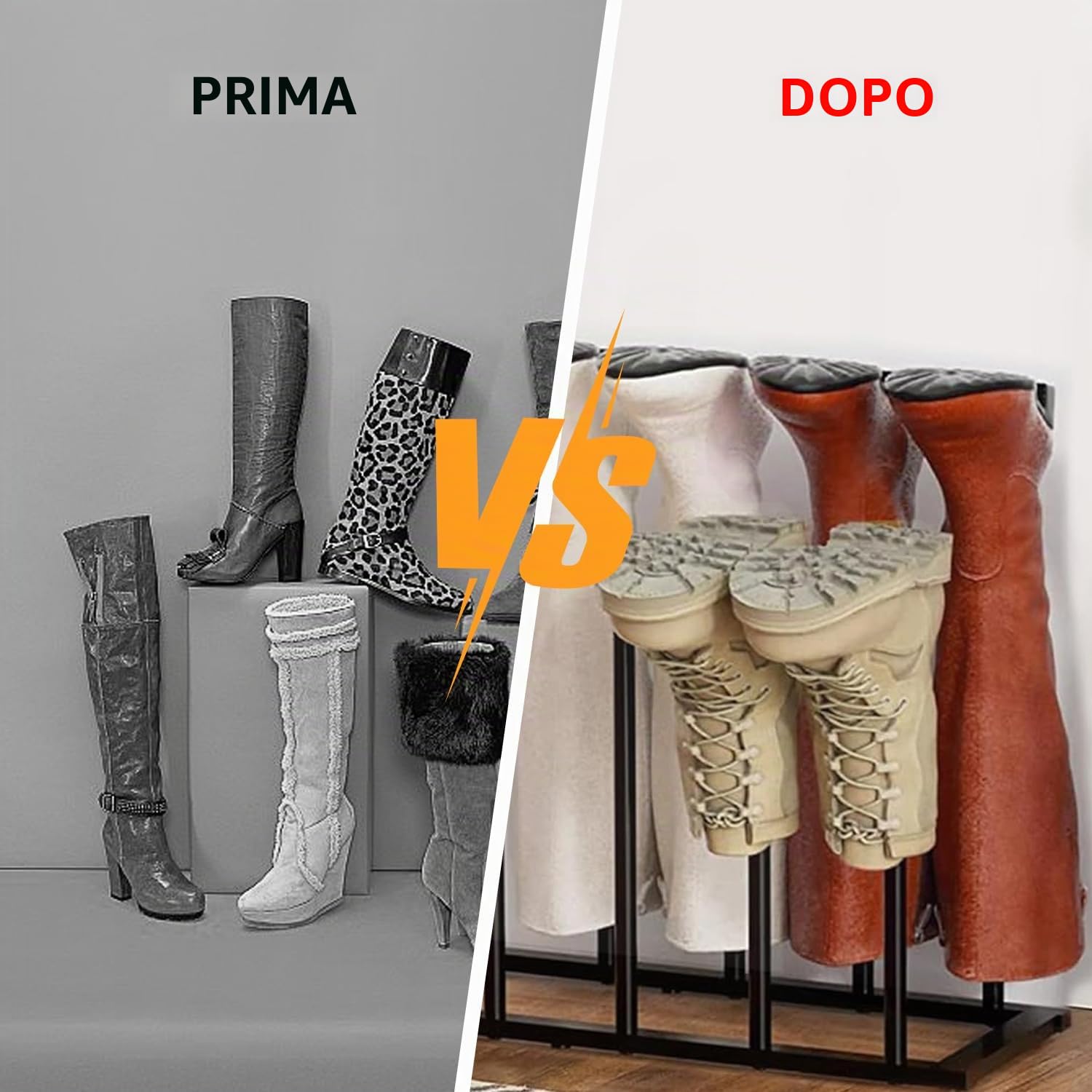 Scarpiera in metallo nero – Porta stivali per 4 paia di scarpe