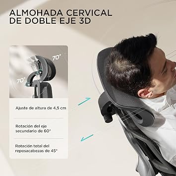 Hbada E3 Air Ergonomic Office Chair – Dynamic Lumbar Support with 3 Zones, 3D Headrest and 4D Arms, Ergonomic Desk Chair Without Pedals (Black)