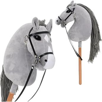 Hobby Horse for Children Horse Toy Horse with Halter and Reins Wooden Horse Plush Horse for Children from 3 Years