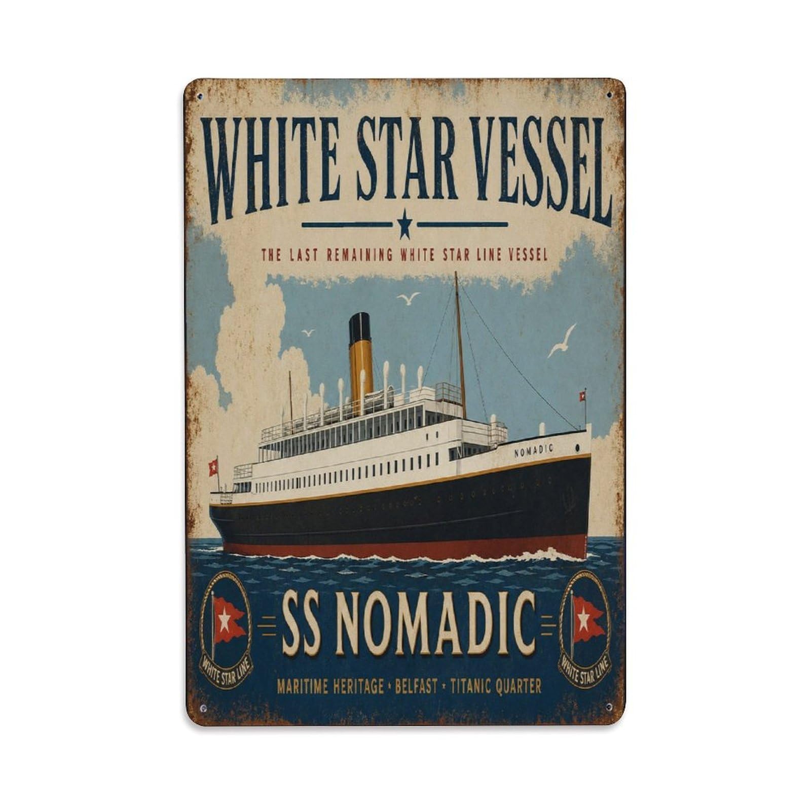 Belfast Northern Ireland Maritime Tender Ship Vessel Metal Tin Sign Plaque Wall Decor for Cafe, Man Cave, Club Bar, Office, Home Garden Round Metal Poster 8x12Inch