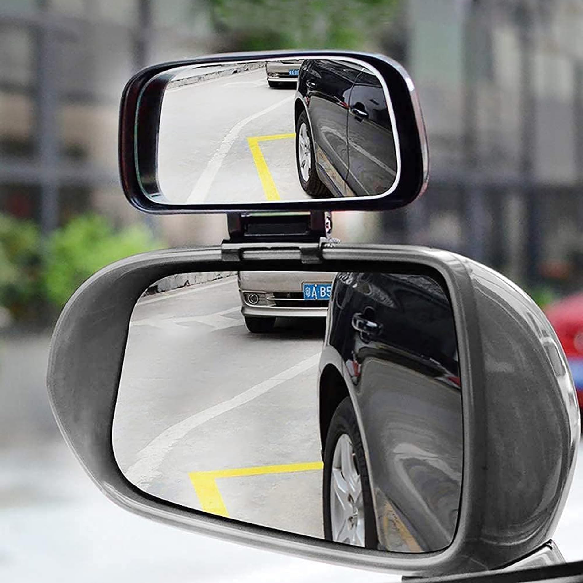 KEWAYO Blind Spot Mirror, Adjustable 360° Rotation Car Auxiliary Convex Wide Angle Mirror Snap Way Clip On Side Rearview Mirror Universal for Car Truck SUV
