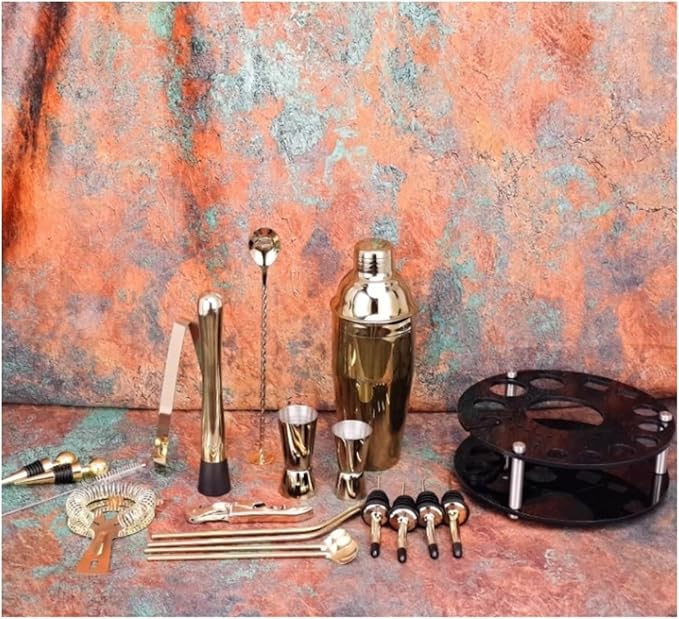 Kit de coctelera de acero inoxidable con soporte giratorio (Negro) miniatura 2