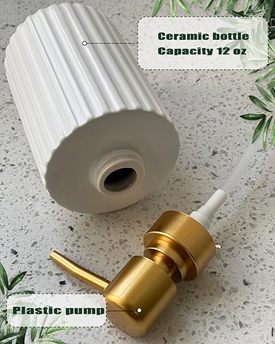 Miniatura 3 de Dispensador de jabón para baño, dispensador de jabón líquido de 12 onzas para cocina, dispensador de jabón de manos de cerámica con bomba de