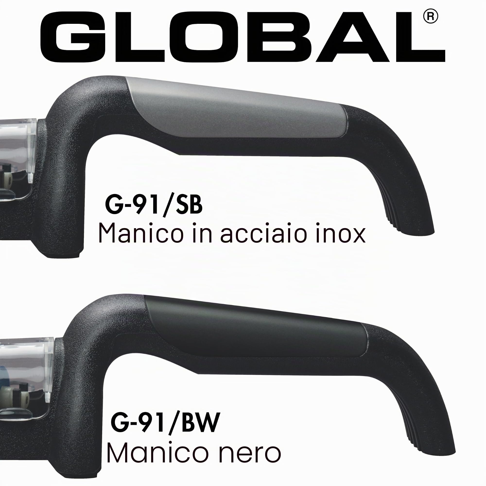 Global G-91/BW Minosharp - Affilacoltelli in ceramica, 2 livelli, 2,1, acciaio INOX