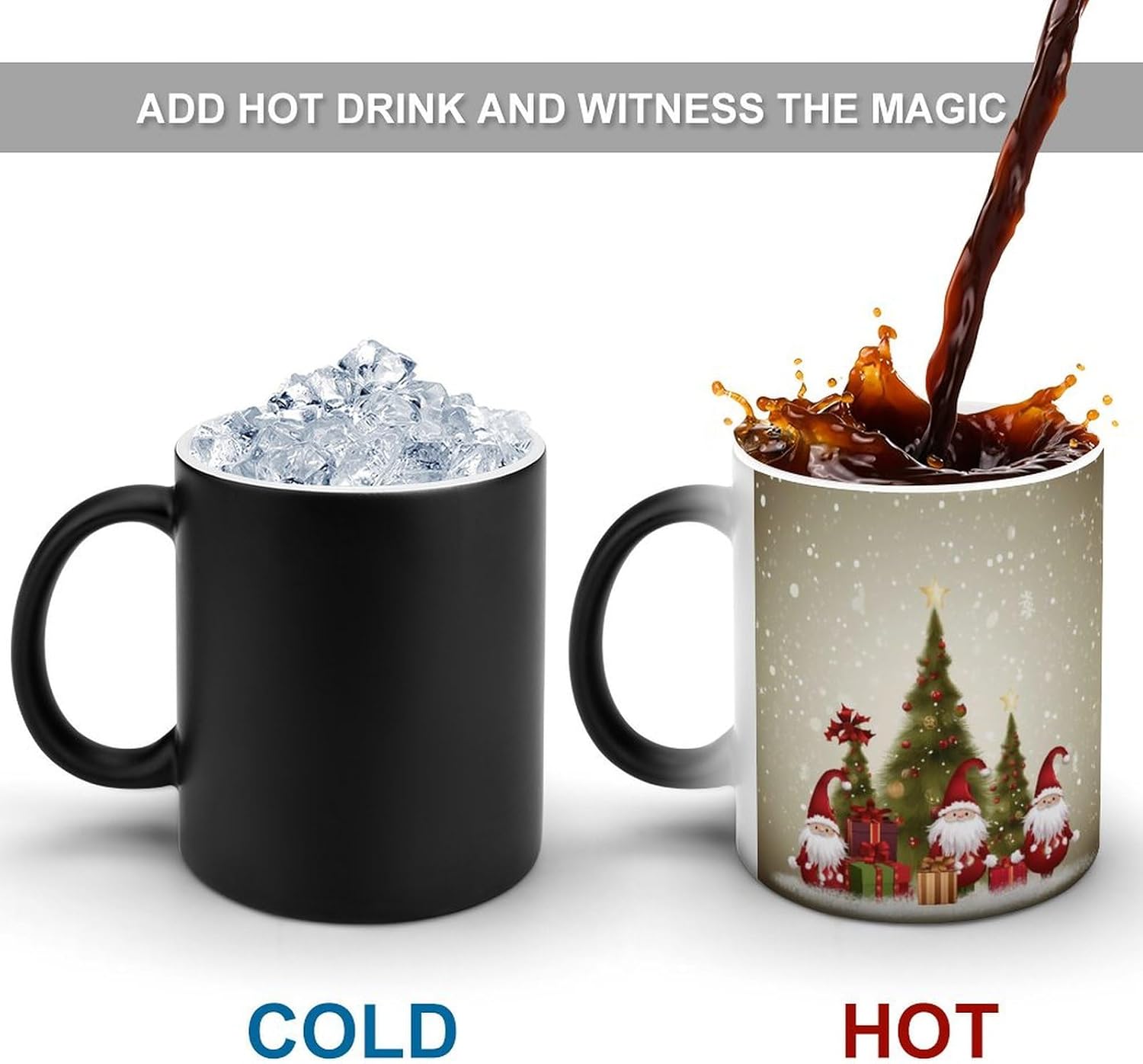 Color Changing Cups,Merry Christmas Printed 11 Oz Ceramic Cups for Birthday Men Women