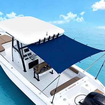 T Top Sun Shade Extension Cover, 900D Boat Sun Shade Kit Marine Stern Awning Canopy Cover for Center Console, UV-Proof, Dark Blue, Not Included RodsA=47",B=59",C=47"