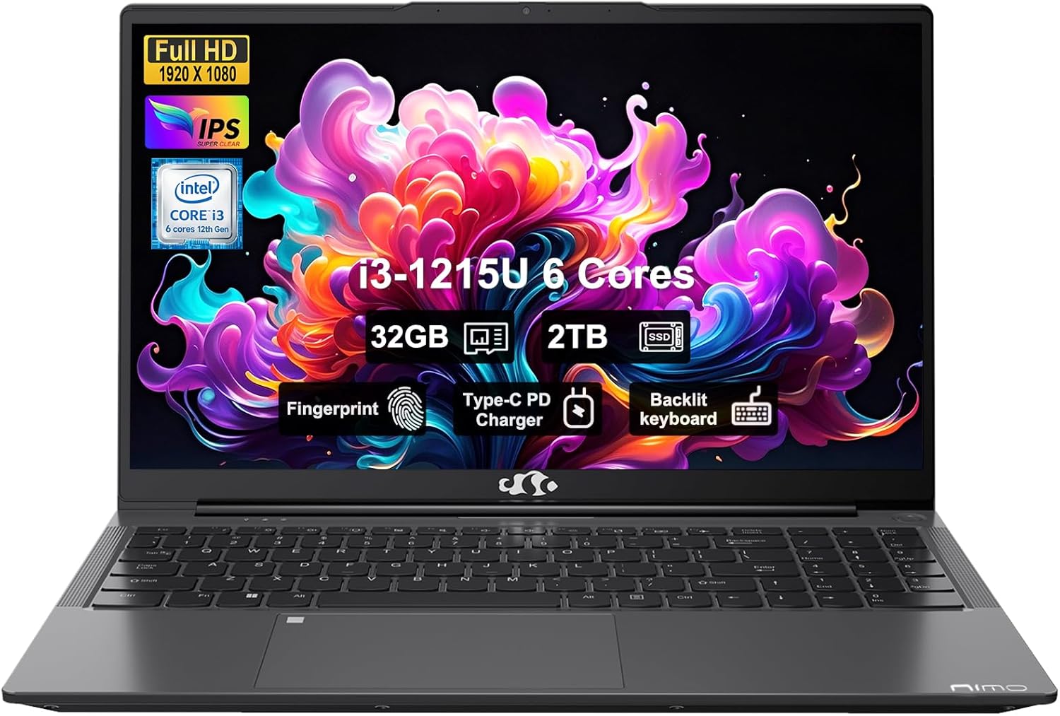 15.6" IPS FHD-Business-Laptop, Intel 6 Core i3-1215U 32GB RAM 2TB SSD (Beat i5-1135G7 Up to 4.4GHz) Computer with 65W Type C Fingerprint Backlit Keyboard Wi-Fi 6 Numpad Win 11