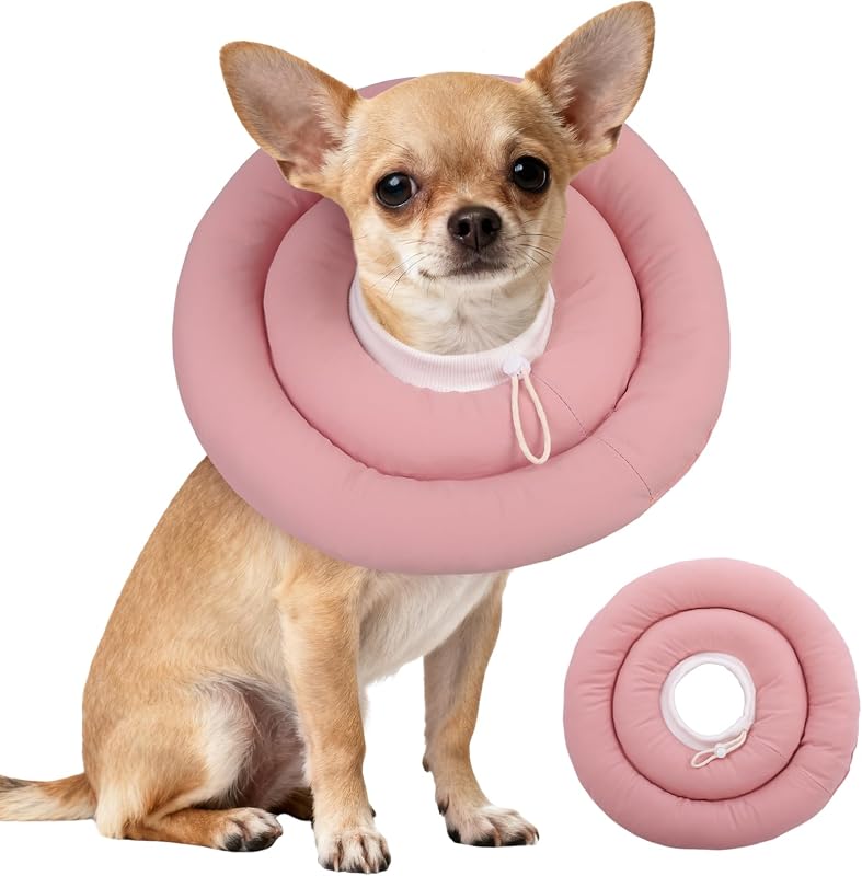 Colar de Recuperação para Cães IDOMIK, Cone Macio e Impermeável Rosa S C48-dog recovery cone 2rings