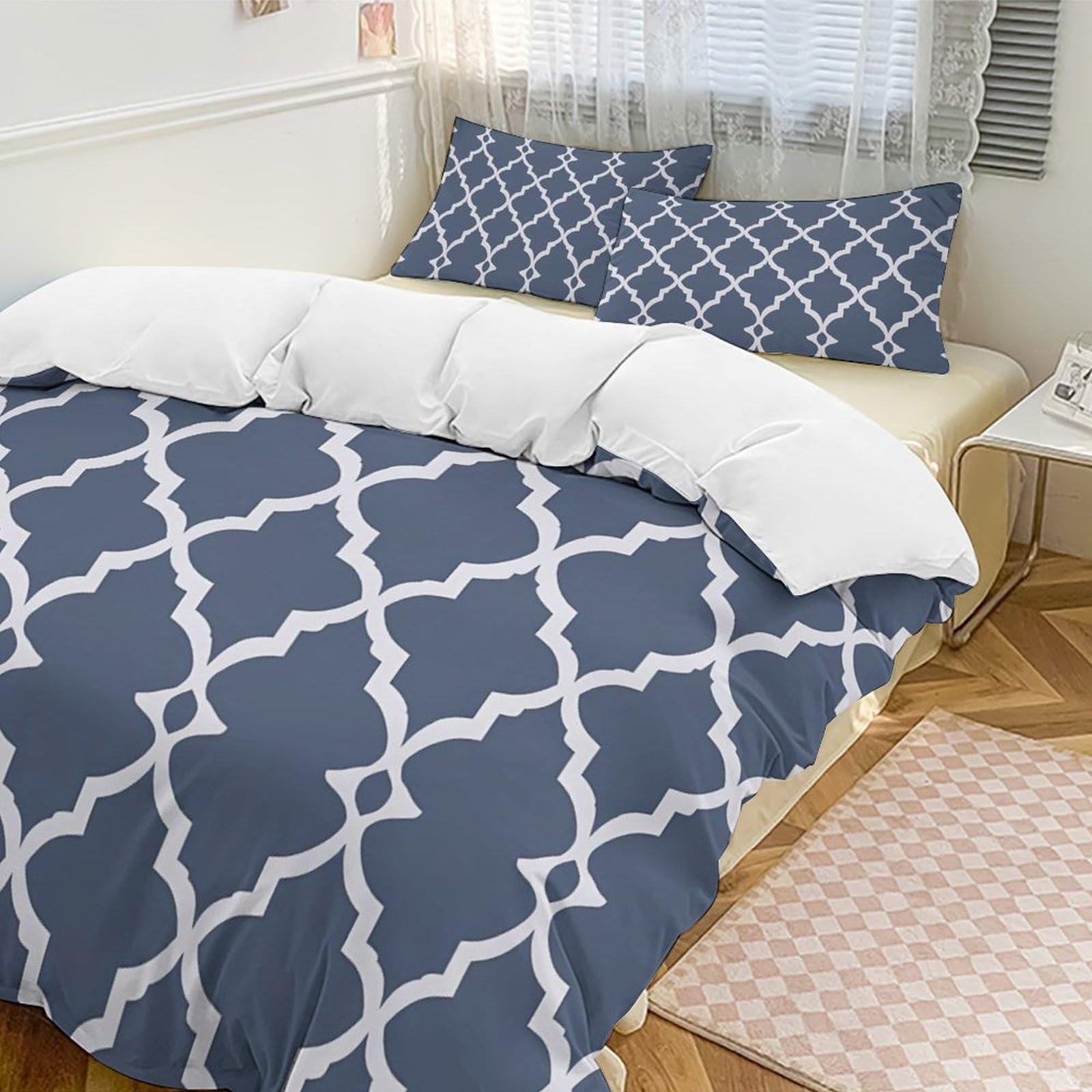 Parure de lit géométrique avec housse de couette 229x229 cm et 2 taies d'oreiller