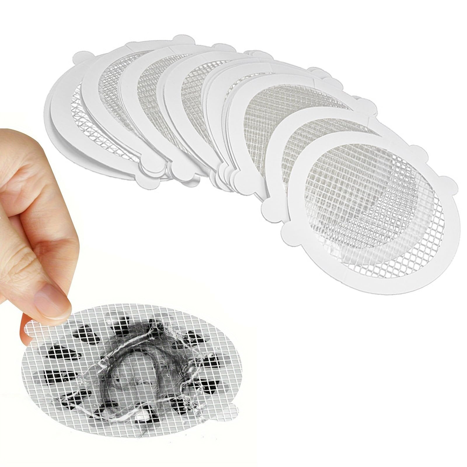 XINCHENG 10Pcs Disposable Shower Drain Hair Catcher Mesh Stickers, Adhesive Round Drainage Protector for Kitchen Laundry Bathroom Bathtub Floor