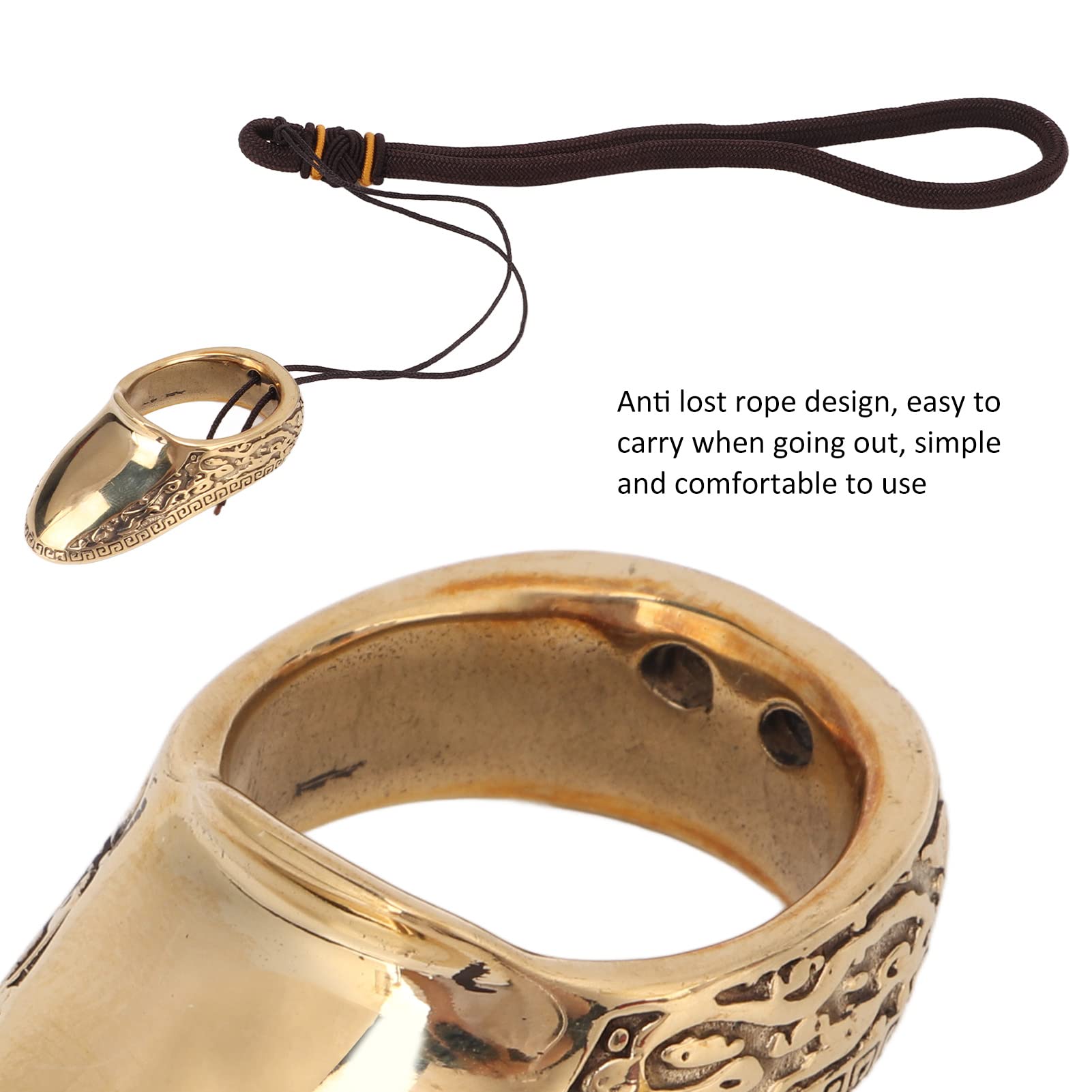 Anello Per Pollice Tiro Con Arco In Ottone - 20mm Con Cordino Antiperdita Per Archi Ricurvi E Caccia - Foto 4