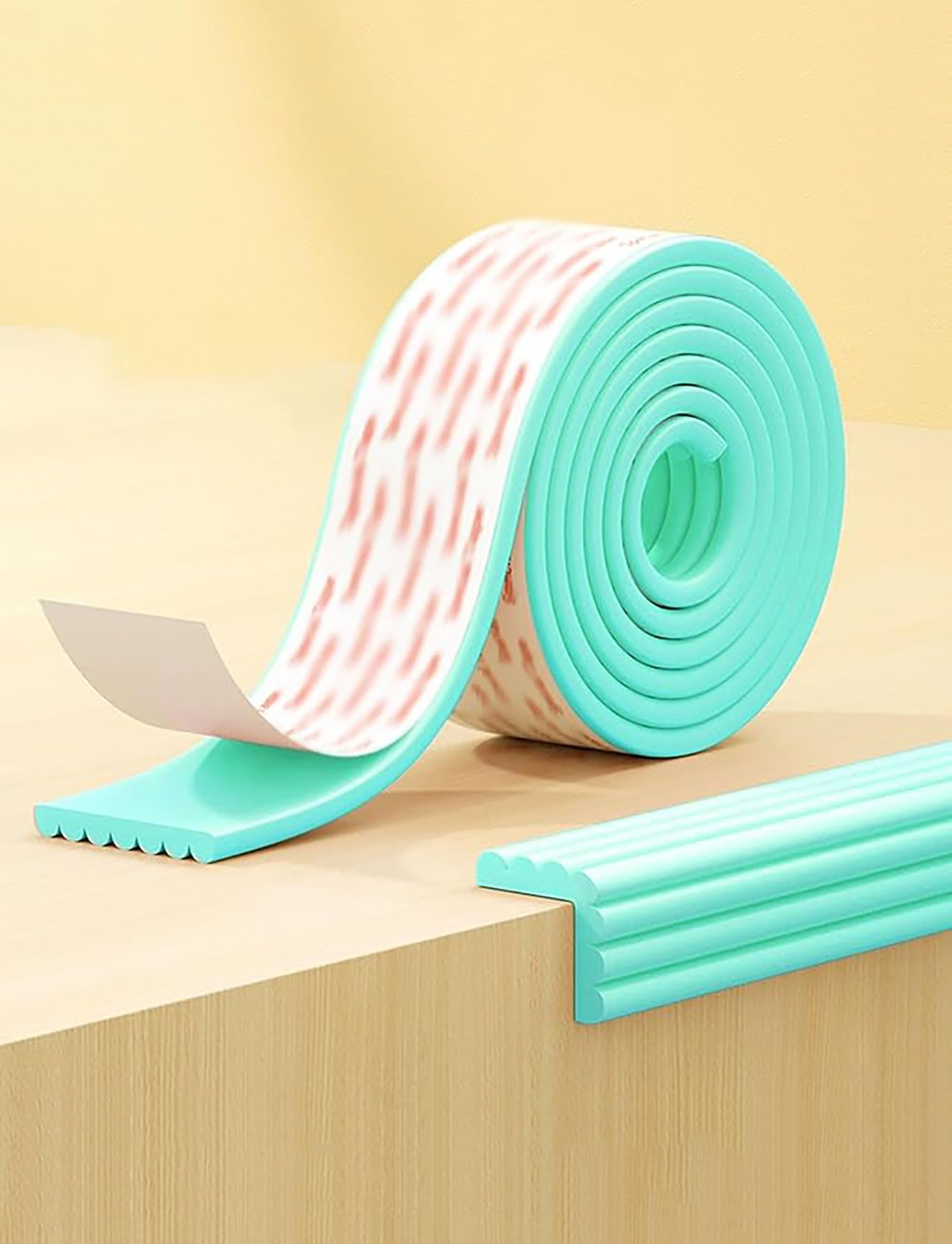 Extra Wide 8cm Foam Furniture Edging Tape, Edge Protector Stick Flatbed for Cabinet, Bedroom, Bedside Edge Guards Bumper Cushion and Bunk Bed Steps(Green,Length 2 meter)