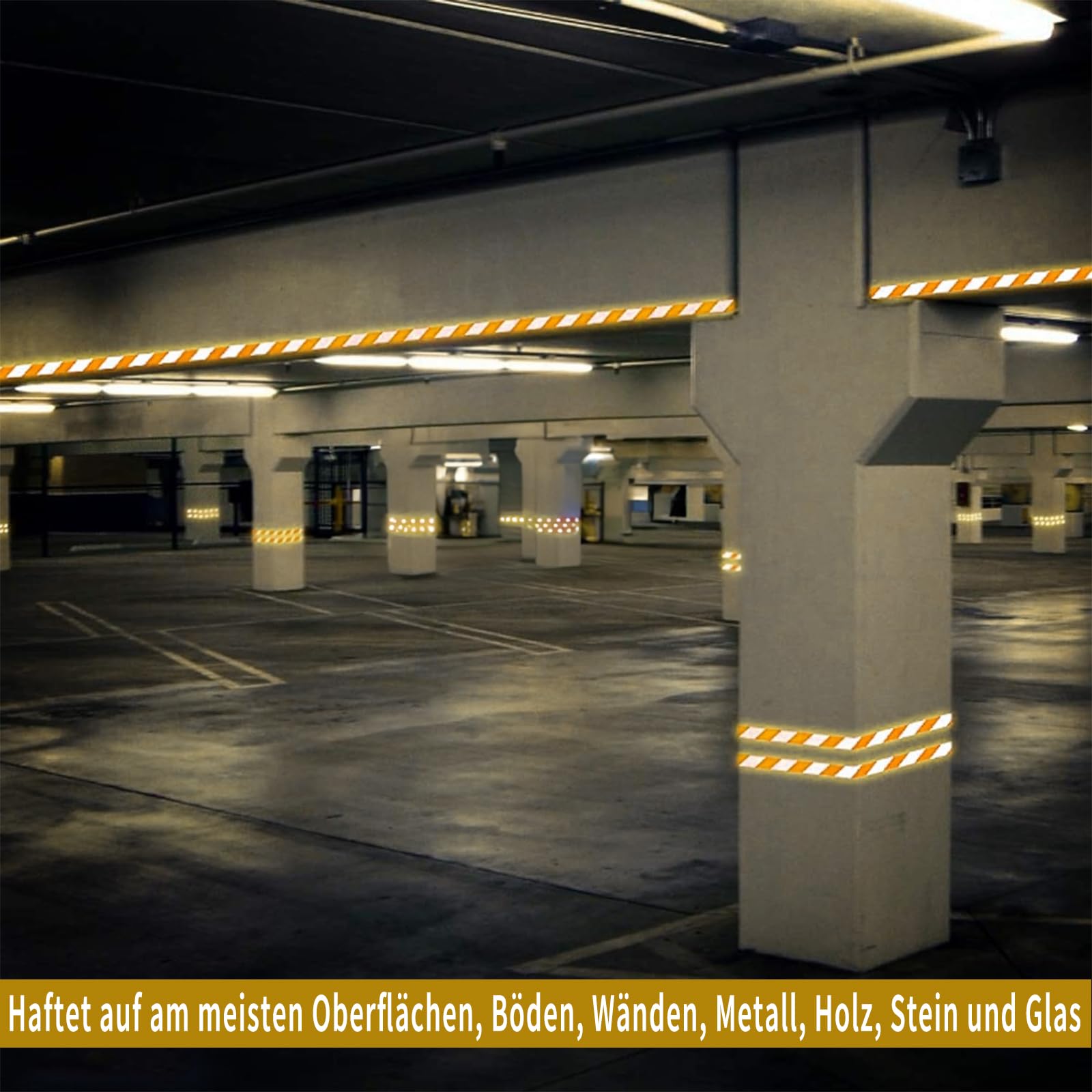 12m × 5cm Nastro Catarifrangente Adesivo, Nastro Segnaletico Giallo Nero, per la Sicurezza dei Segnali di Avvertimento