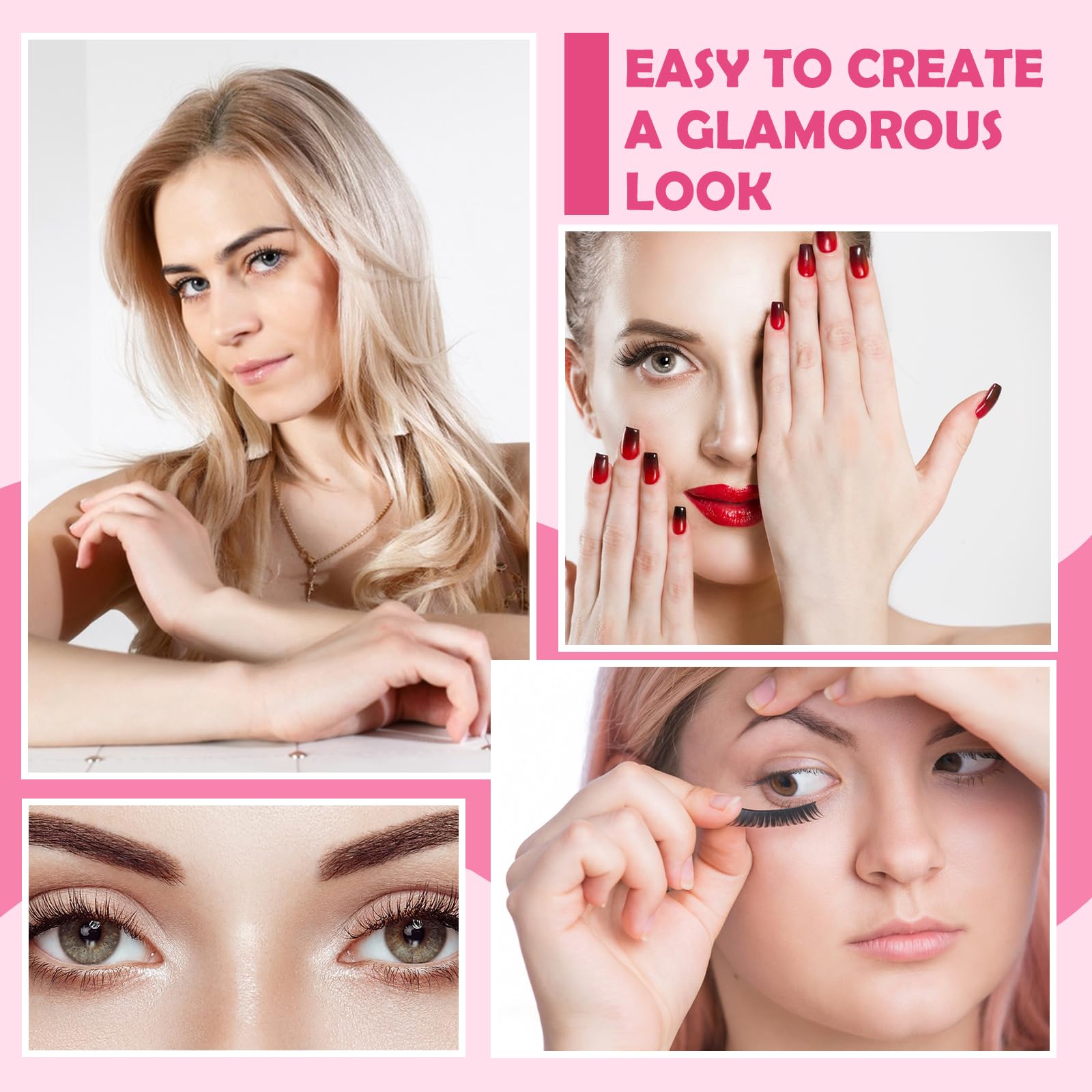 VEGCOO 570 Pezzi Ciglia Finte Ciuffetti, 30-40-50-60-80-100D Kit Extension Ciglia, Curl Ciglia Finte Ciuffetti 8-16mm, DIY Eyelash Extension Kit con Accessori