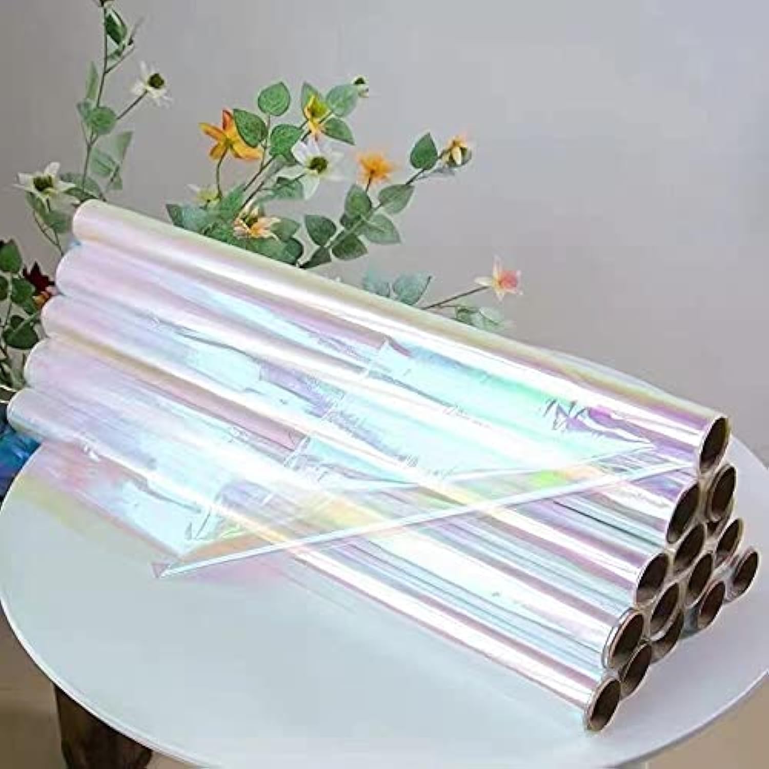 Red Dot Gift® Rainbow Wrapping Roll Height 60cm X 10 Yards Length Flower Wrapping Packaging Paper Iridescent Film Cellophane for Wedding Bouquet Valentine Rose Wrap Present Gift (1 Roll)