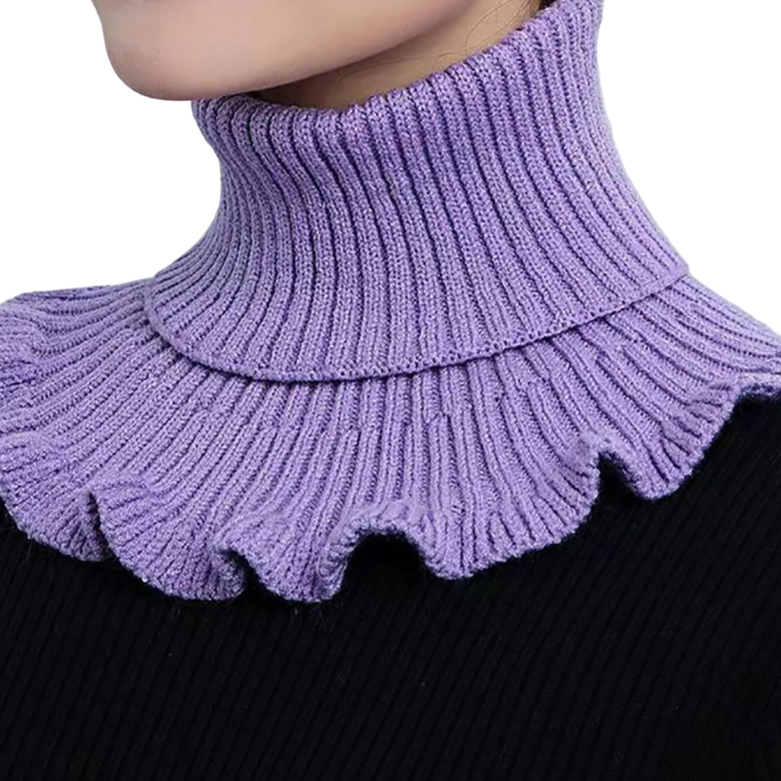 MICFENY Knit Shawl Collar Winter Warm Scarf For Women Neck Wrap Knitted Elastic False Collar Scarf Warm Winter Cycling
