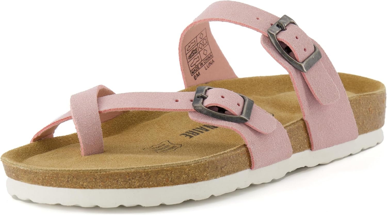 CUSHIONAIRE Luna Sandals for Women, Cork Footbed Womens Sandals for Summer Comfort with Adjustable Straps, Wide Width Available - Image 9