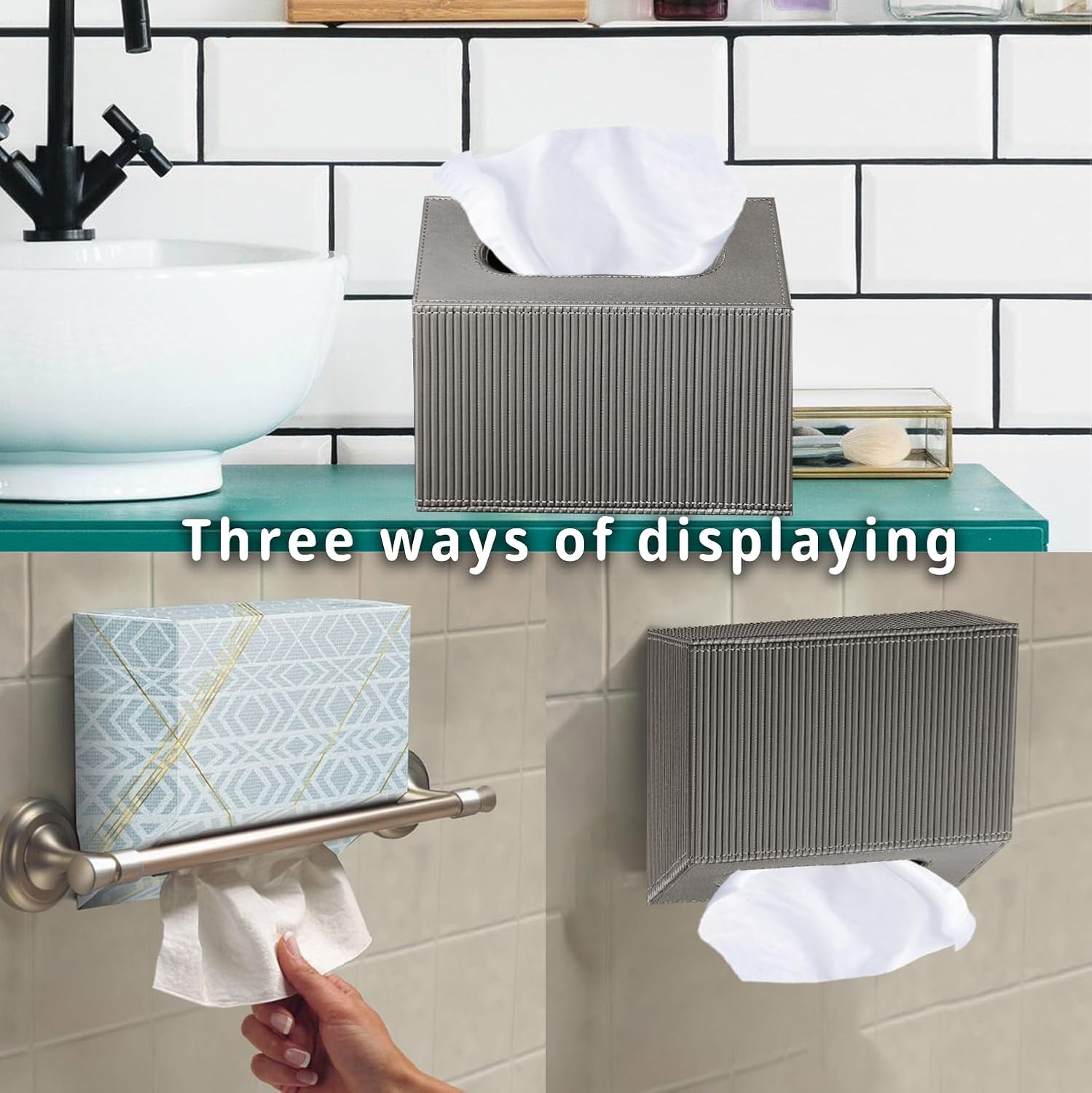 Hand Towels Box Cover Holder,PU Leather Hand Towel Case Compatible with Kleenex Disposable Paper Hand Towels